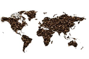 Coffees of the world, map